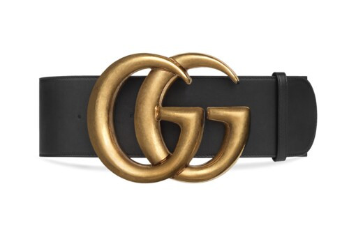 Wide leather belt with Double G | Gucci (US)