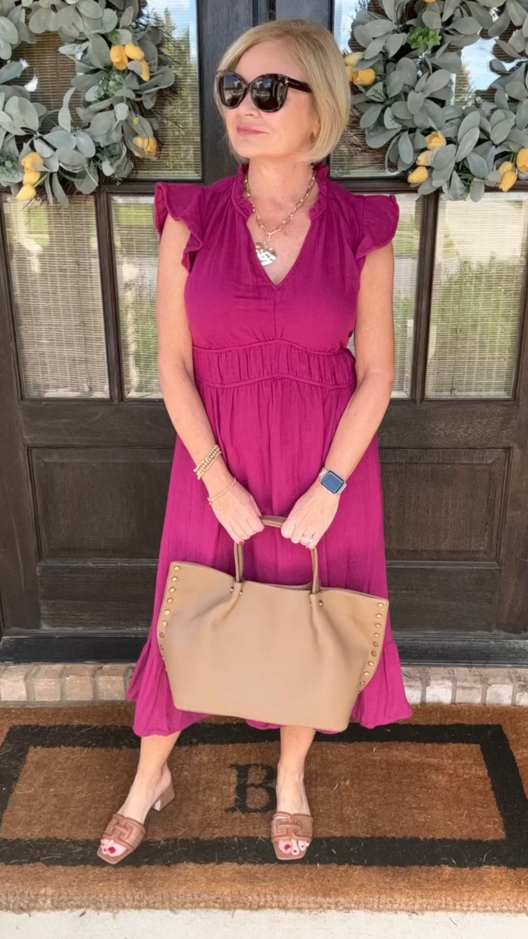 Fall in the South means temps still in the 80s or even 90's like we're having this weekend! 🥵 My Encore Azaleas are having their encore moment right now and this magenta colored dress is a perfect Summer encore, but in a Fall-ish color. Comes in additional colors...I'm wearing a size Small. 

Fall wedding guest dress
Baby shower dress
Fall family photos
#Falldress
#Falltransition
#falloutfit
#Petitefashion
#Affordablefashion

#LTKStyleTip #LTKSeasonal #LTKOver40