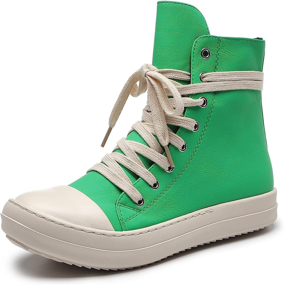 MOFEEDOUKA Womens High Top Sneakers Lace Up Comfort Platform Walking Canvas Shoes with Zipper | Amazon (US)