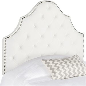 Safavieh Arebelle Nailhead Tufted Twin Arched Headboard in White | Cymax