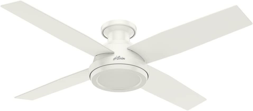Hunter Fan 52 inch Contemporary Low Profile No Light Fresh White Ceiling Fan with Remote Control ... | Amazon (US)