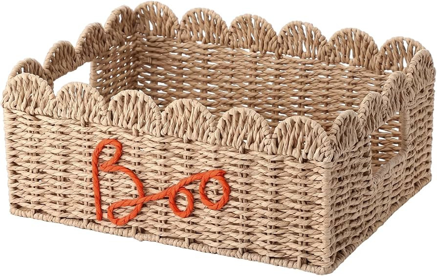 Qinyoung Boo Basket, Spooky Halloween Boo Gift Basket, with Handle, 14 Inch | Amazon (US)