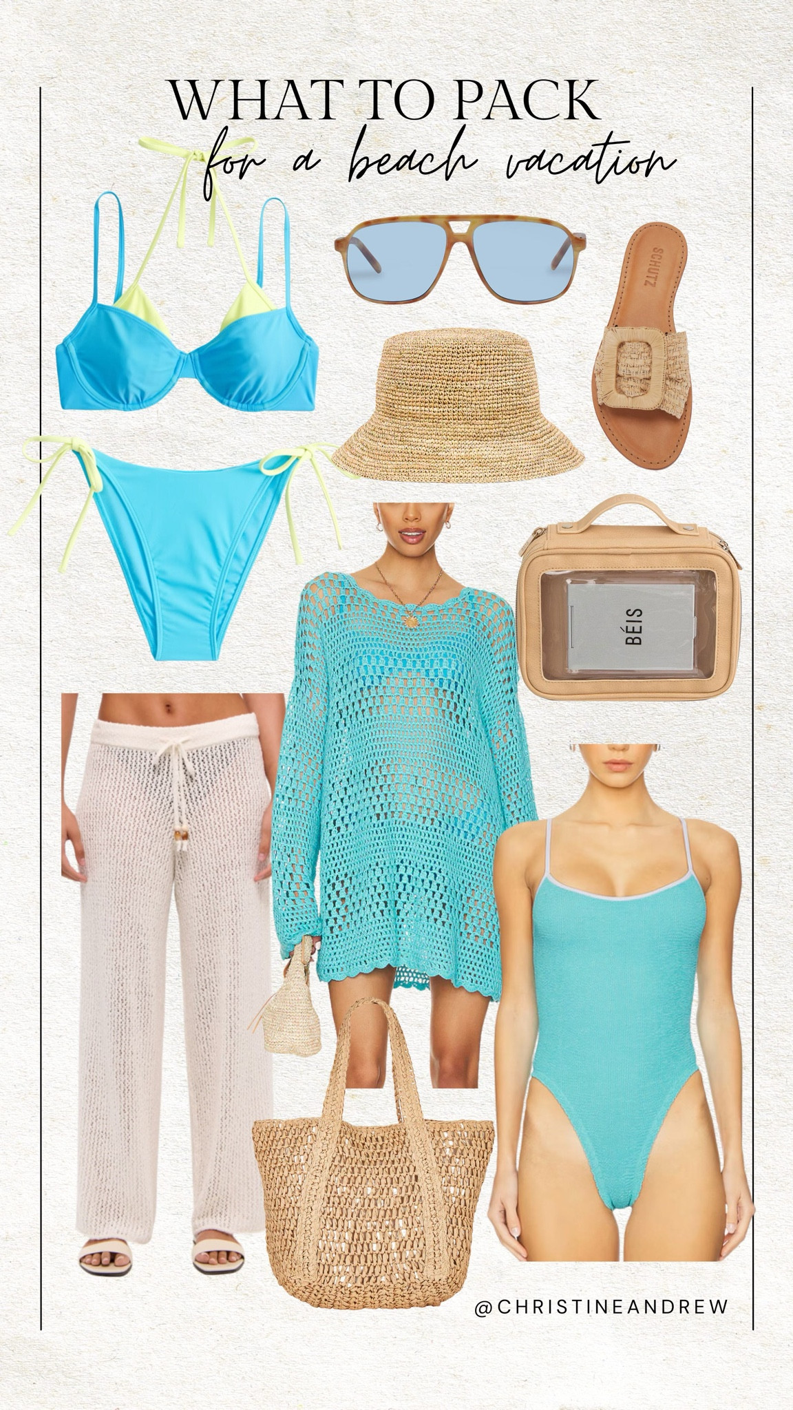 Vacation outfits - what to pack for a beach vacation 🩵 loving the shades of blue for spring ☀️

Vacation outfit, resort wear, beach outfit, spring break outfit, beach dress, swimsuit coverup, blue bikini, revolve, hunza g, Abercrombie swimsuit, beach pants, sandals, beach hat, beach bag, travel bag, cosmetics bag, Beis, Christine Andrew 

#LTKSwim #LTKTravel #LTKSeasonal