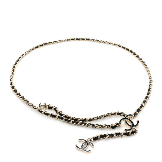 Chanel Lambskin Enamel CC Chain Belt Black Gold | FASHIONPHILE (US)