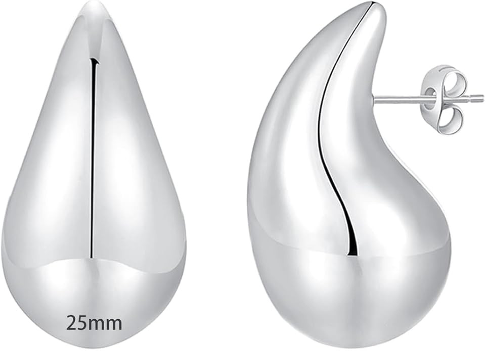 Apsvo Chunky Gold Hoop Earrings for Women, Dupes Earrings Lightweight Waterdrop Hollow Open Hoops... | Amazon (US)