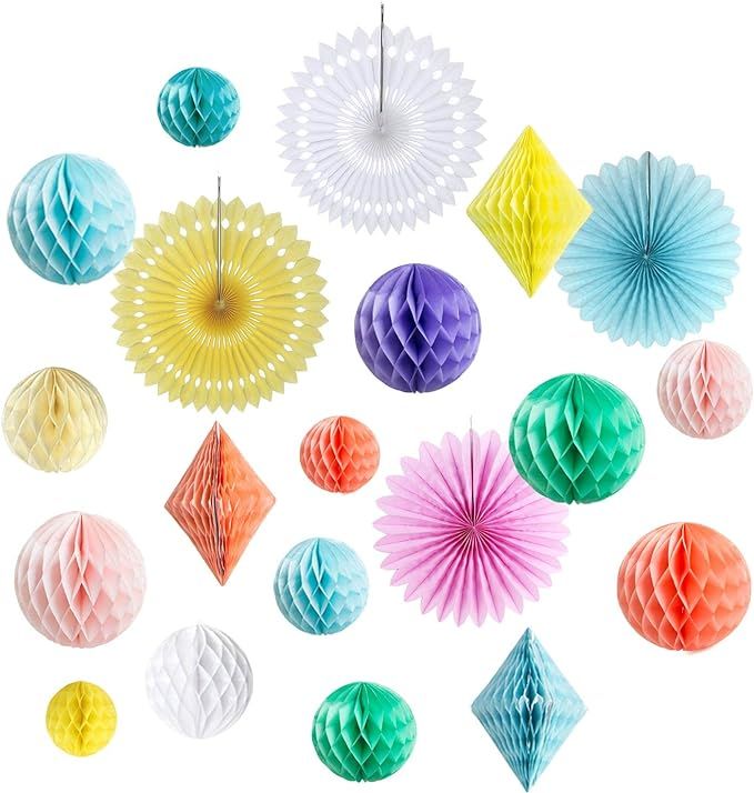 20Pcs Multi-Color Paper Honeycomb Decoration Kit for Candy Bar Birthday Party Decor Pastel Colour... | Amazon (US)