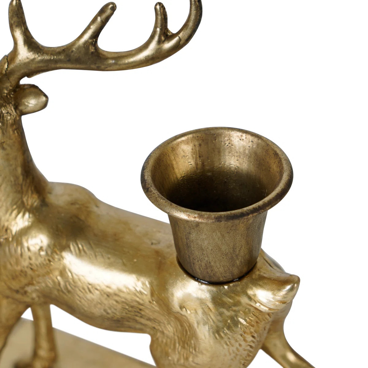 2 Piece Decorative Gold Resin Sitting And Standing Deer Tabletop Taper Candleholder Candlestick S... | Wayfair North America