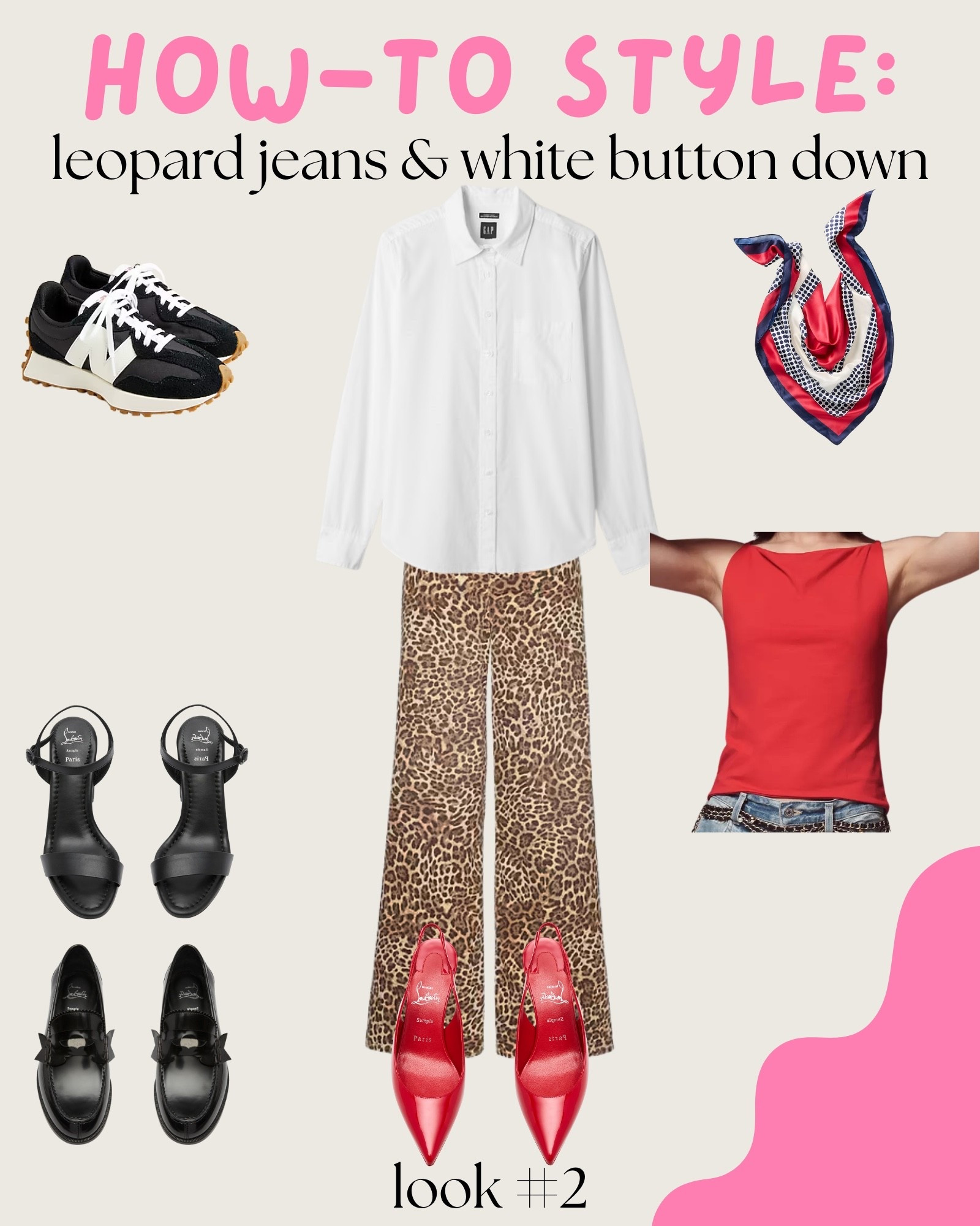 My how-to guide for styling leopard jeans and a white button down: look two. 2️⃣ 

For all of the color lovers, this outfit pops off the pages of life! The scarf gives it the cool girl chic seal of approval. 😎

#LTKStyleTip #LTKShoeCrush