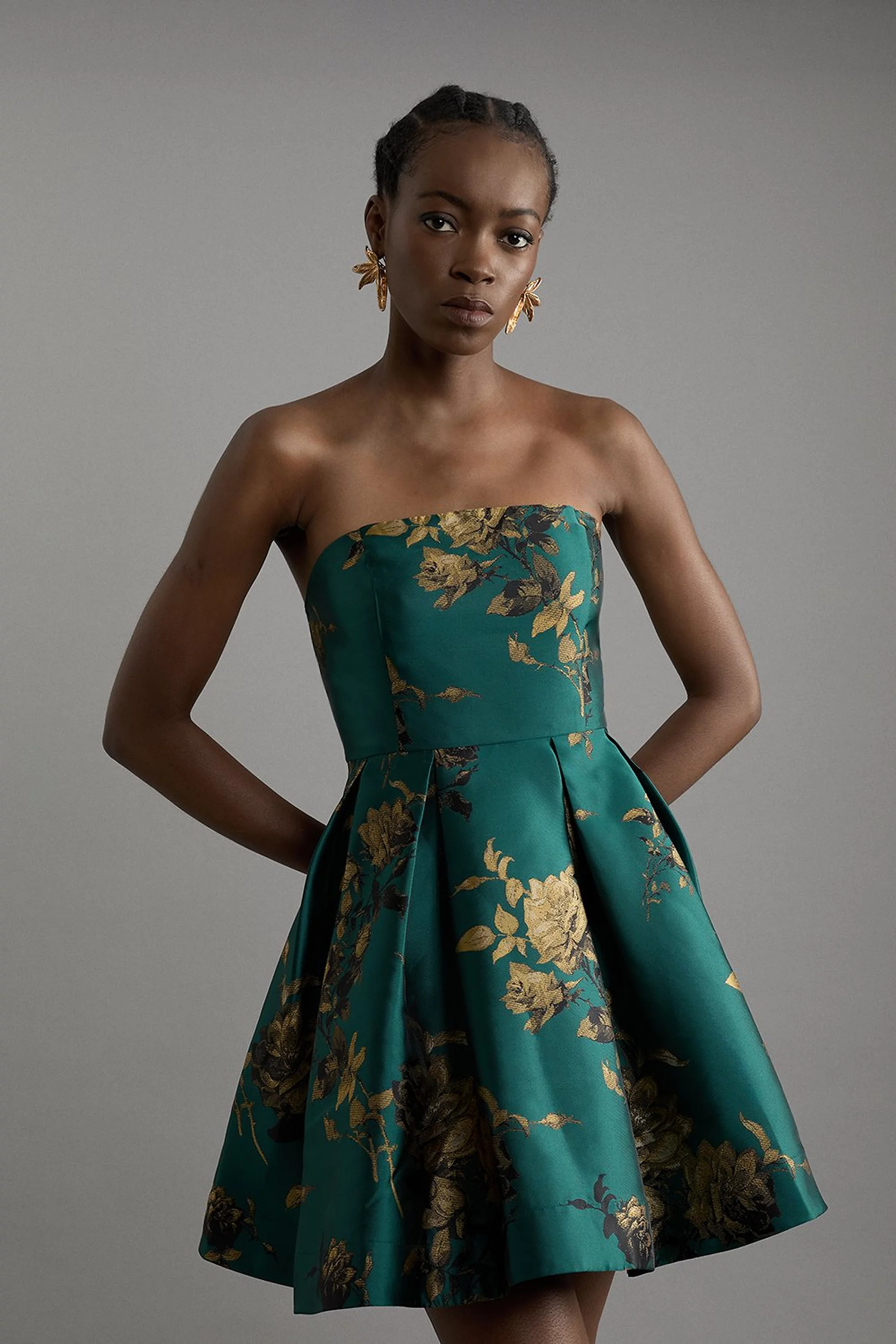Floral Print Woven Mini Dress | Karen Millen UK + IE + DE + NL