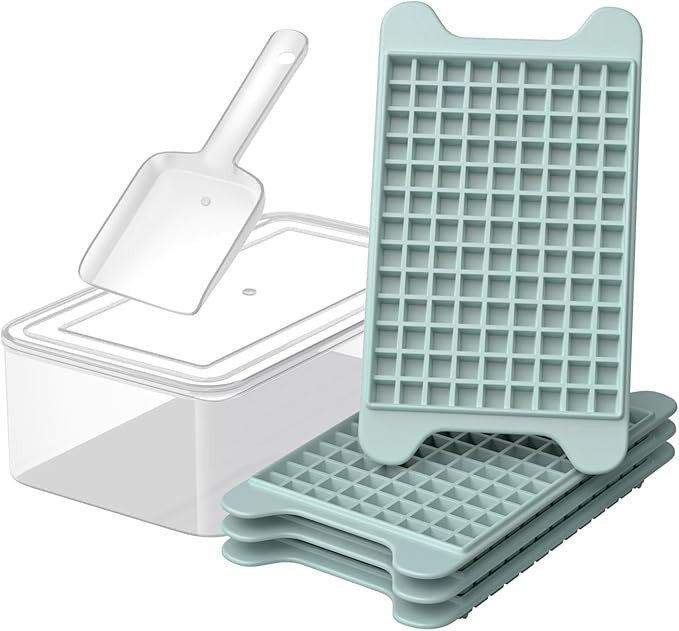 Mini Ice Cube Tray for Freezer: GGUW Nugget Ice Cube Tray with Bin - Crushed Ice Tray Making 4×1... | Amazon (US)