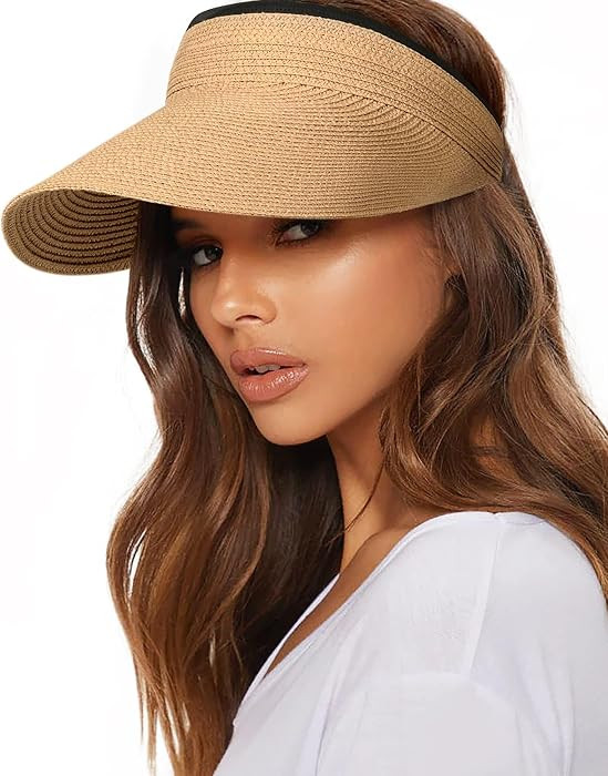 FURTALK Womens Sun Visor Hat Straw Sun Visors for Women Summer Packable Ponytail Beach Hats for W... | Amazon (US)