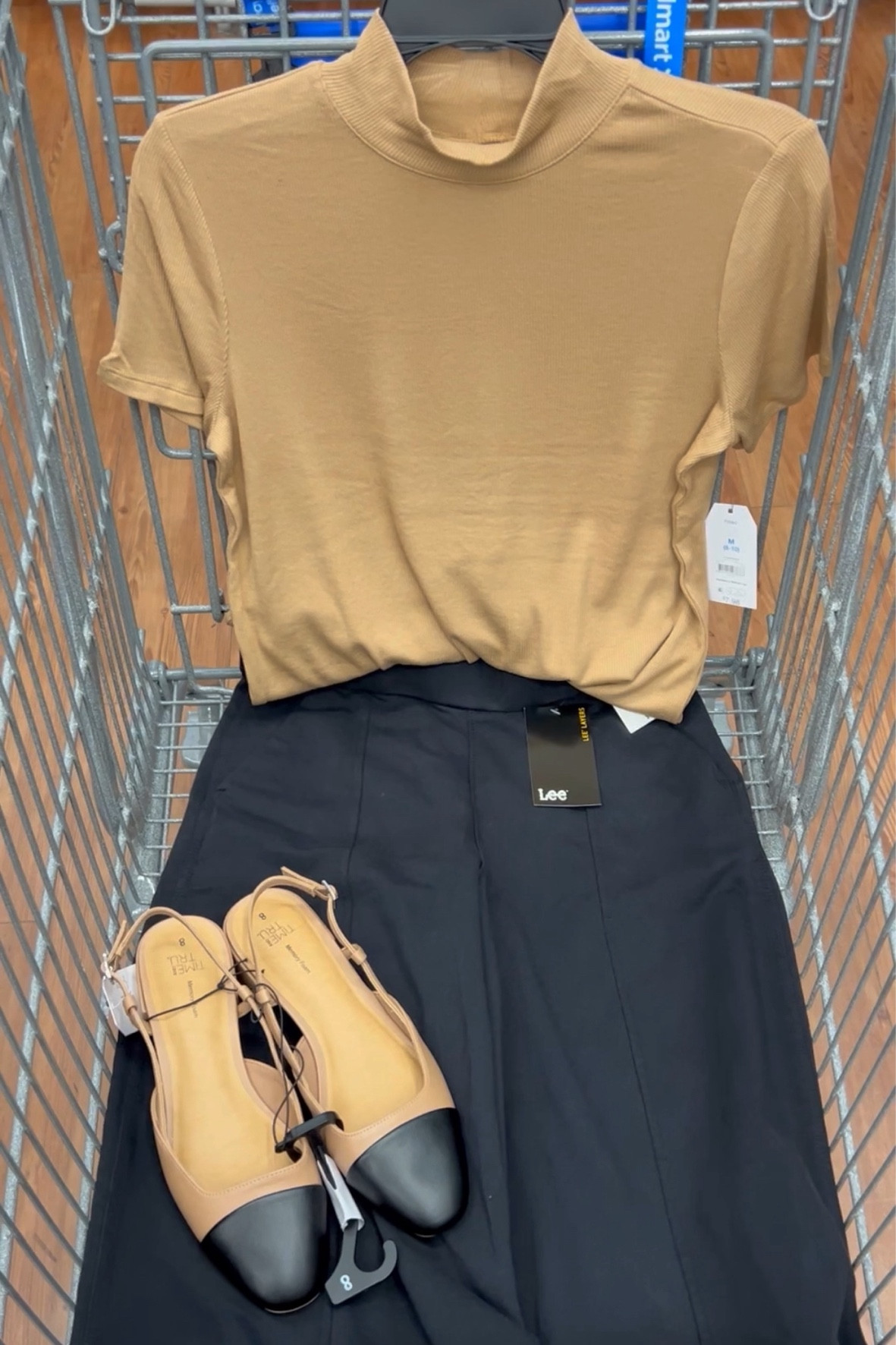 Walmart outfit idea for work with this mockneck ribbed tee (true to size small, I also have the medium and they both fit); wide leg jeans I wear the medium regular (30” inseam). I tried the small and they fit but the waistband isn’t stretchy so it’s tough getting them on! Shoes true to size. #walmartfashion #workoutfit #businesscasual 

#LTKStyleTip #LTKFindsUnder50 #LTKFindsUnder100