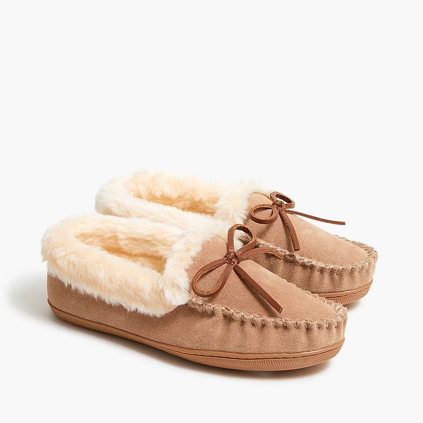 Suede faux-shearling slippers | J.Crew Factory