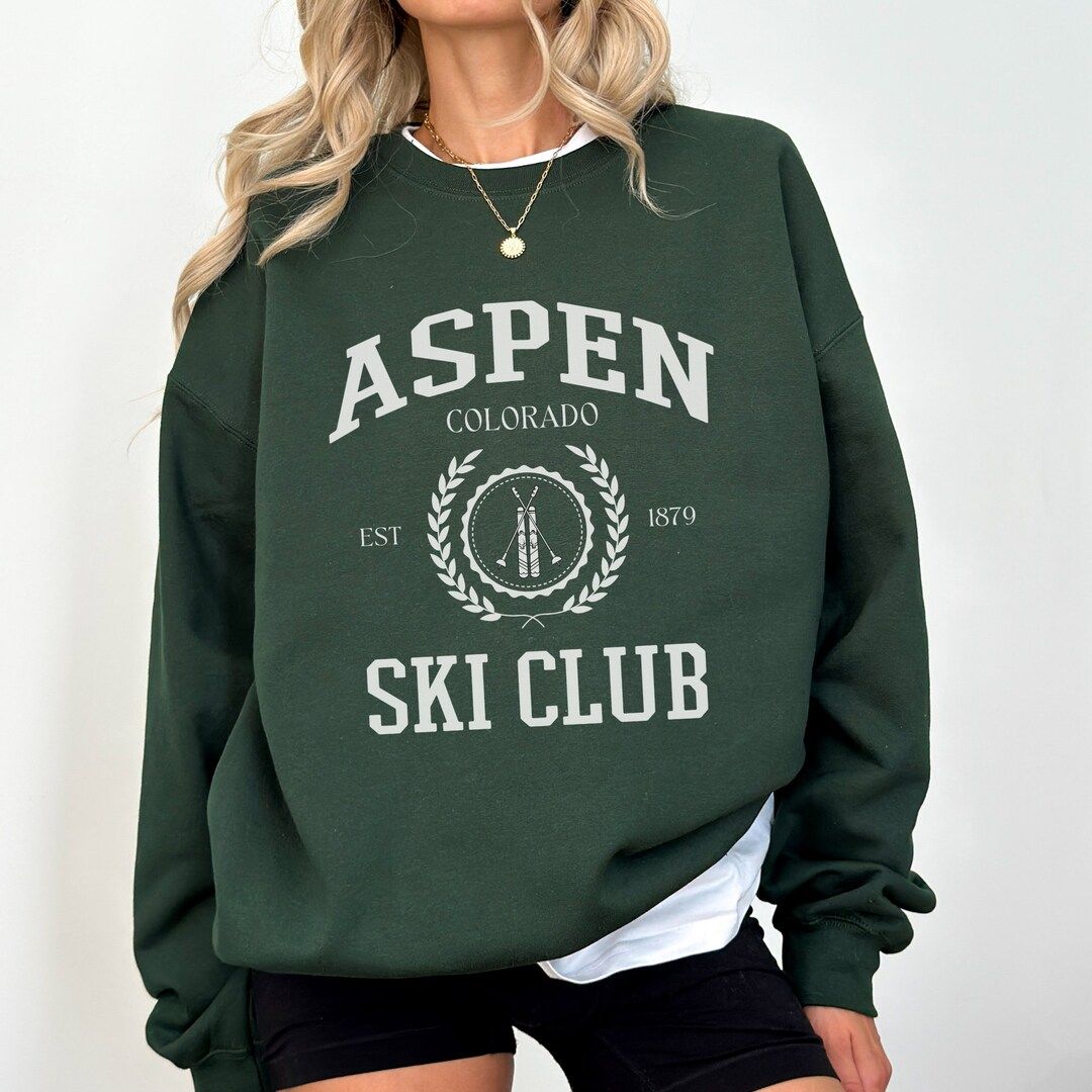 Aspen Crewneck Colorado Ski Club Sweatshirt Apres Ski Club Pullover Ski Weekend Trip Cabin Girls ... | Etsy (US)