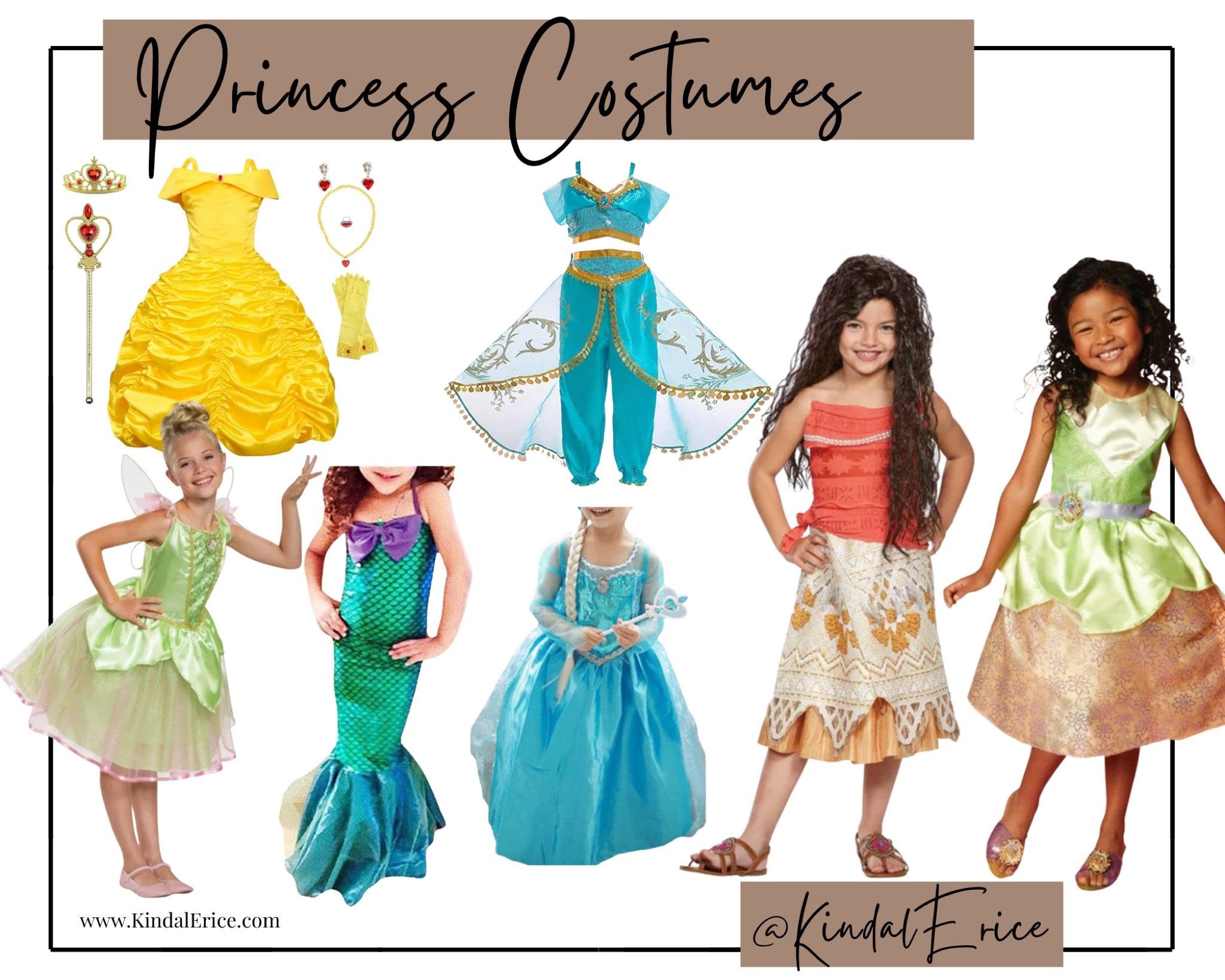 Your kids can dress like their favorite Disney princesses (Belle, Jasmine, Ariel, Moana, Elsa, Tiana) and even Tinkerbell

#LTKSeasonal #LTKHalloween #LTKkids