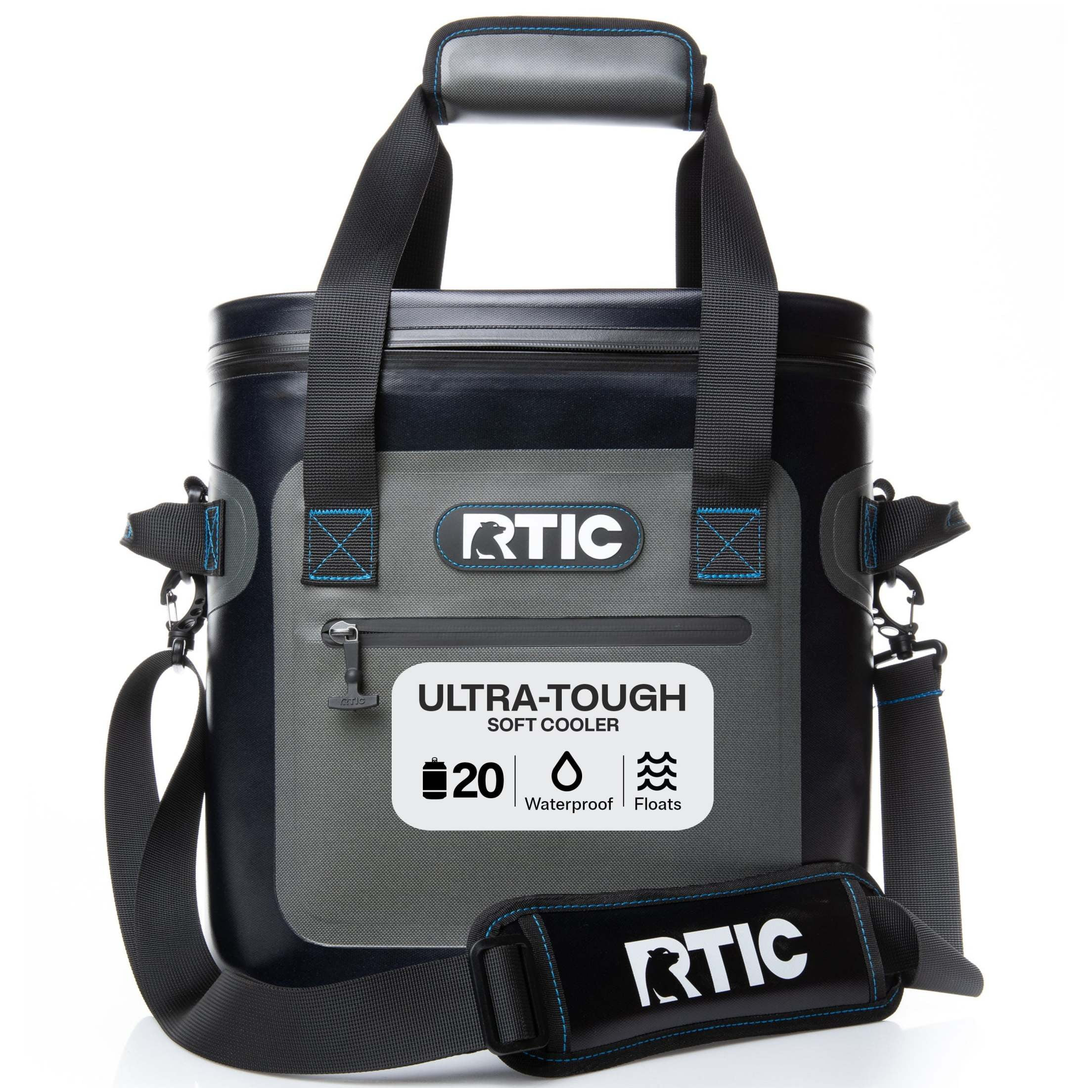 RTIC 20 Can Ultra-Tough Soft Cooler, 15 Qt, Leakproof, Waterproof Zipper, Blue / Grey | Walmart (US)