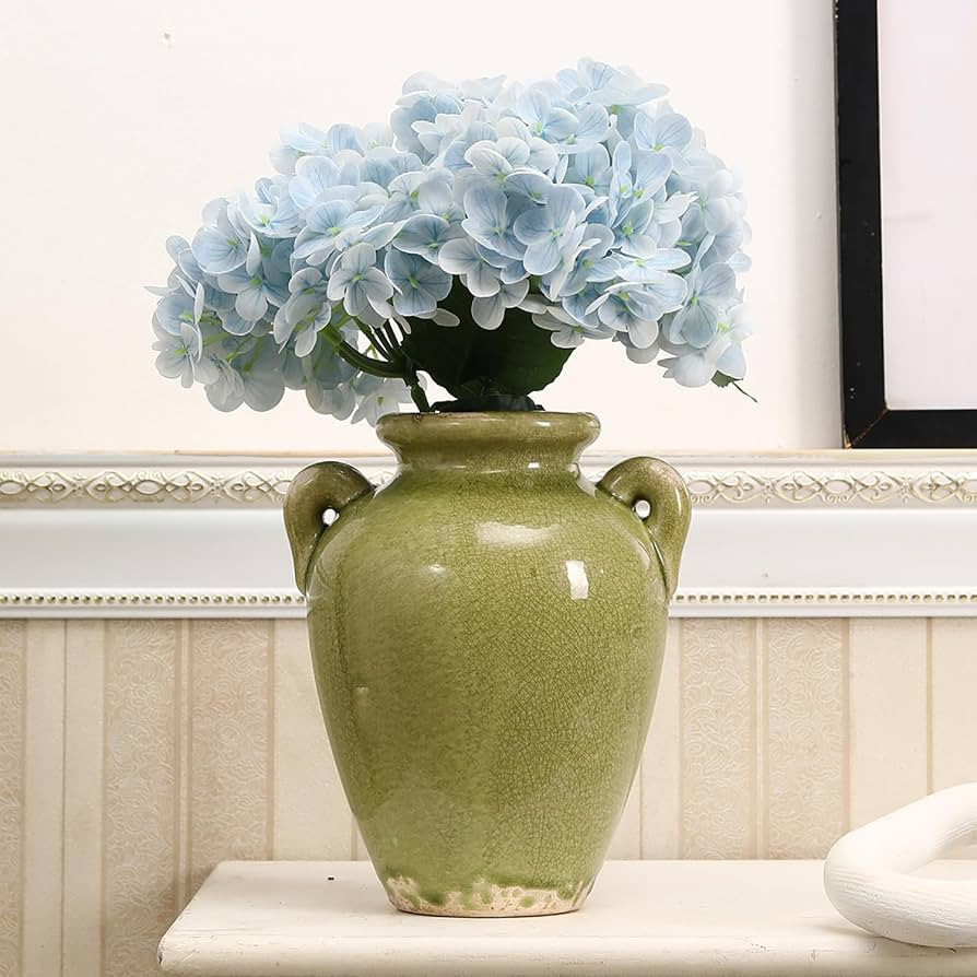 Ceramic Vase, Rustic Vase, Vintage Vase, Farmhouse Flower Vase, Pottery Vase for Home Decor, Deco... | Amazon (US)
