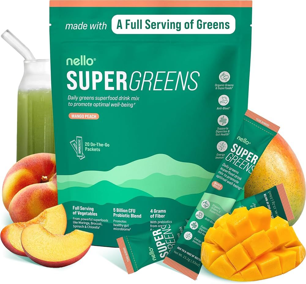 Supergreens Premium Superfood Greens Drink Mix w/Chlorella, Moringa, Spinach & Broccoli + Digesti... | Amazon (US)