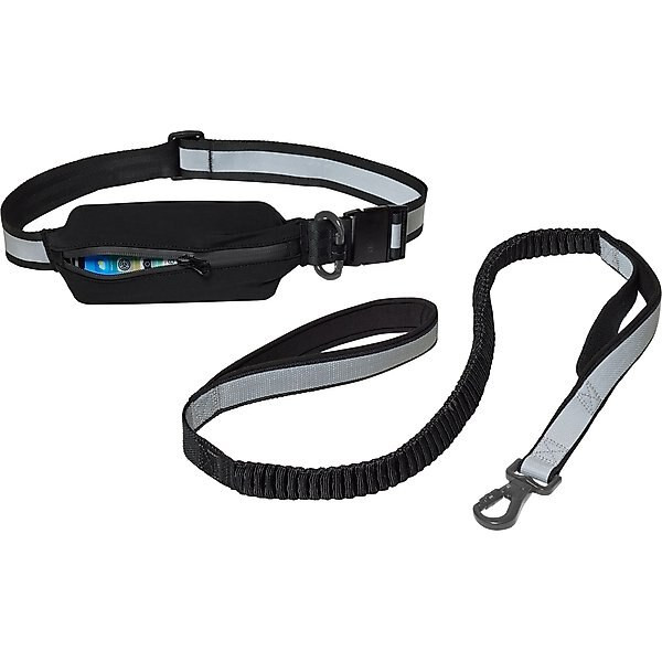 Frisco Outdoor Polyester Reflective Running Belt with Bungee Dog Leash, Black | Chewy.com