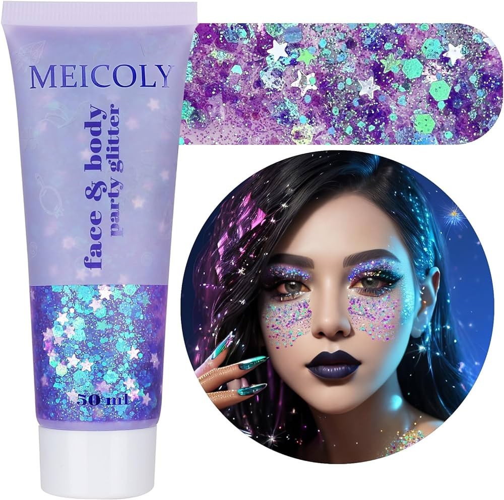 MEICOLY Lavender Light Purple Body Glitter,Mardi Gras Carnival Festival Rave,Chameleon Purple Mer... | Amazon (US)