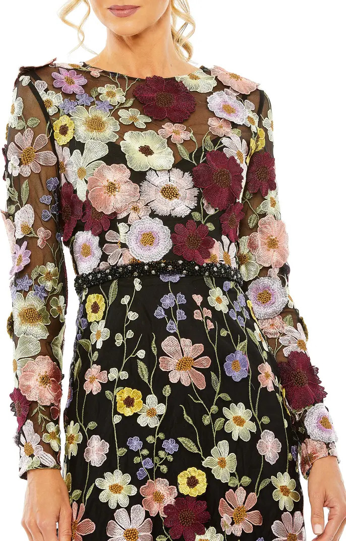 Floral Embroidered Long Sleeve Cocktail Dress | Nordstrom
