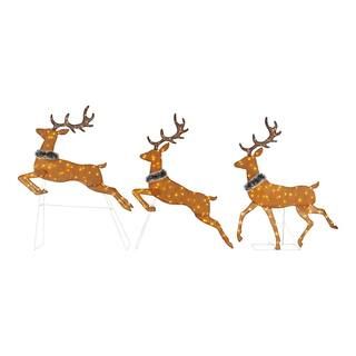 Home Accents Holiday 58 in Warm White LED 2D Set Of 3 Deer Holiday Yard Decoration 22RT2092214 - ... | The Home Depot