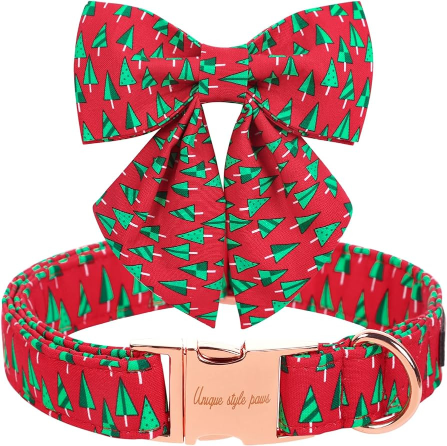 Unique style paws Christmas Dog Collar with Tie Best Winter for Small Medium Large Dogs-Christmas... | Amazon (US)