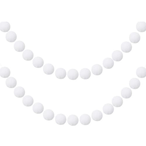 GCQQ White Pompom Garlands, 1.2" Large Pompom Garland Boho Decor, 16.4 Ft 60 Pompom Ball Garlands, Red White Christmas Garlands for Christmas Tree, Valentine's Day Indoor Mantle Decor(1.2"/3cm) | Amazon (US)