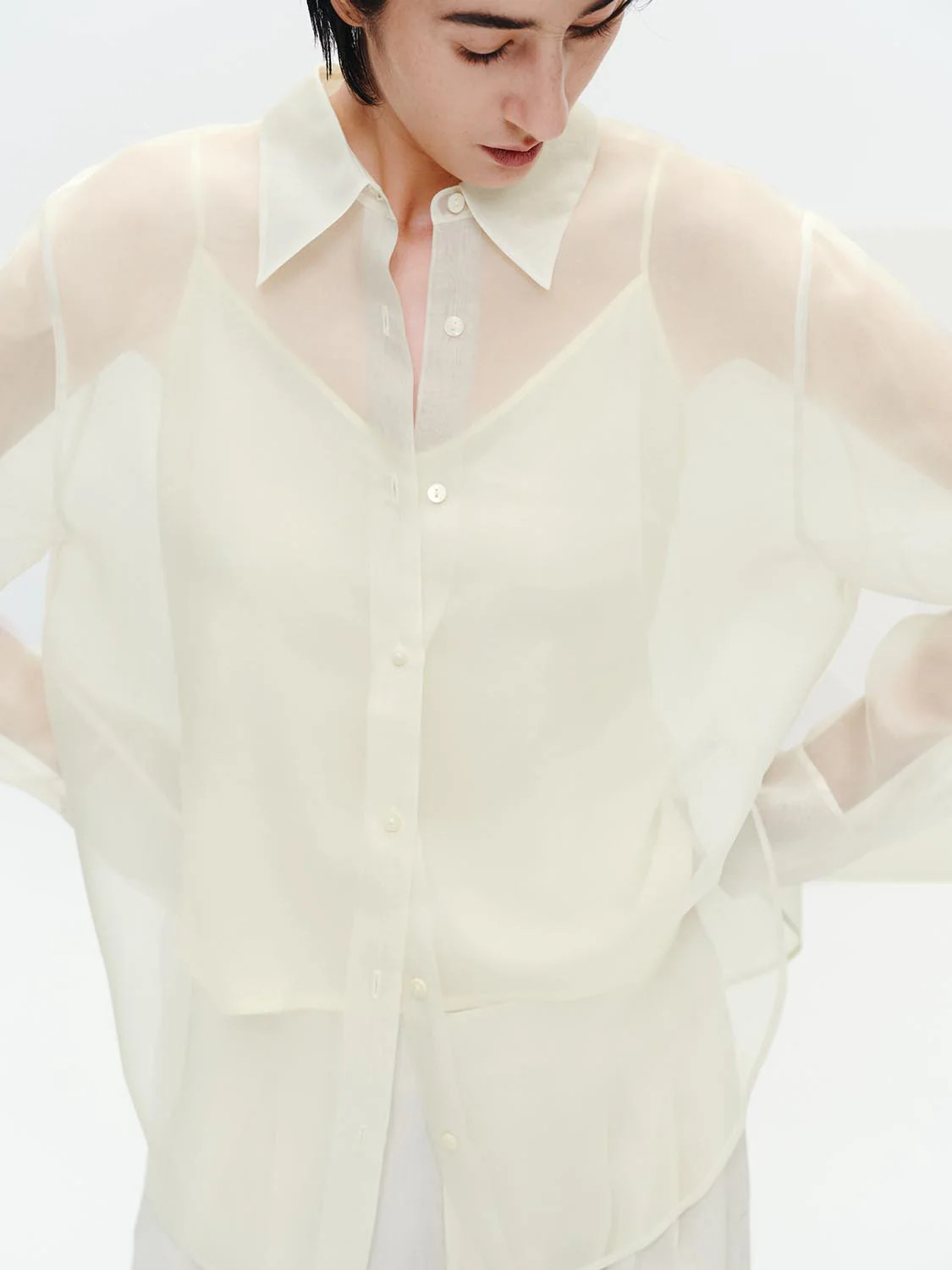 100% Silk Sheer Loose-Fit Shirts | Urban Revivo
