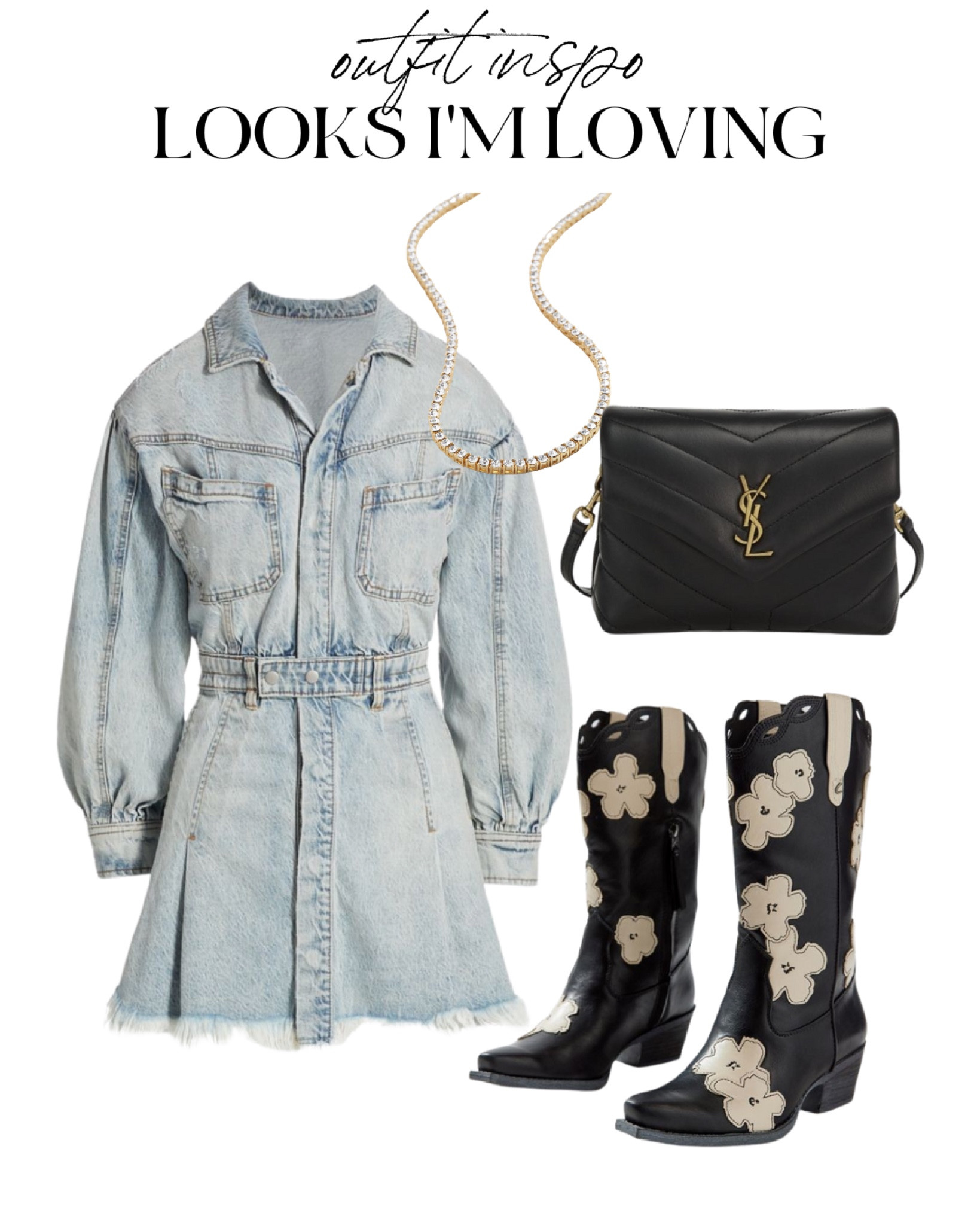 Denim dress and boots outfit idea nashville outfit idea easy fall outfit 

#LTKstyletip #LTKunder50 #LTKsalealert