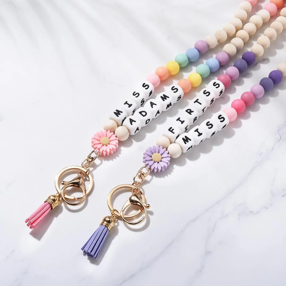 Custom Beaded Teacher Lanyard ID Holder , Nurse Lanyard, Best Custom Gift, Custom Name Grade Titl... | Etsy (US)