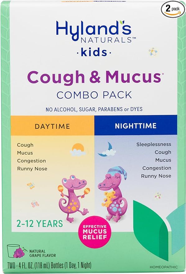 Hyland's Naturals Kids Cough & Mucus Daytime & Nighttime Combo Pack, Cough Medicine for Ages 2-12... | Amazon (US)