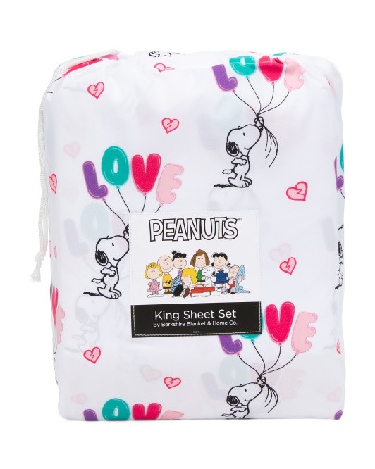 Snoopy Love Balloons Sheet Set | TJ Maxx