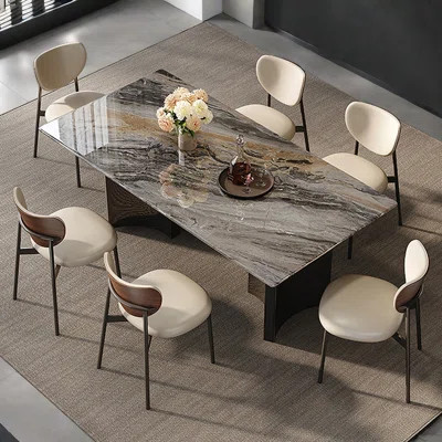 Brown Luxury Marble Rectangular Dining Table Sets | Wayfair North America
