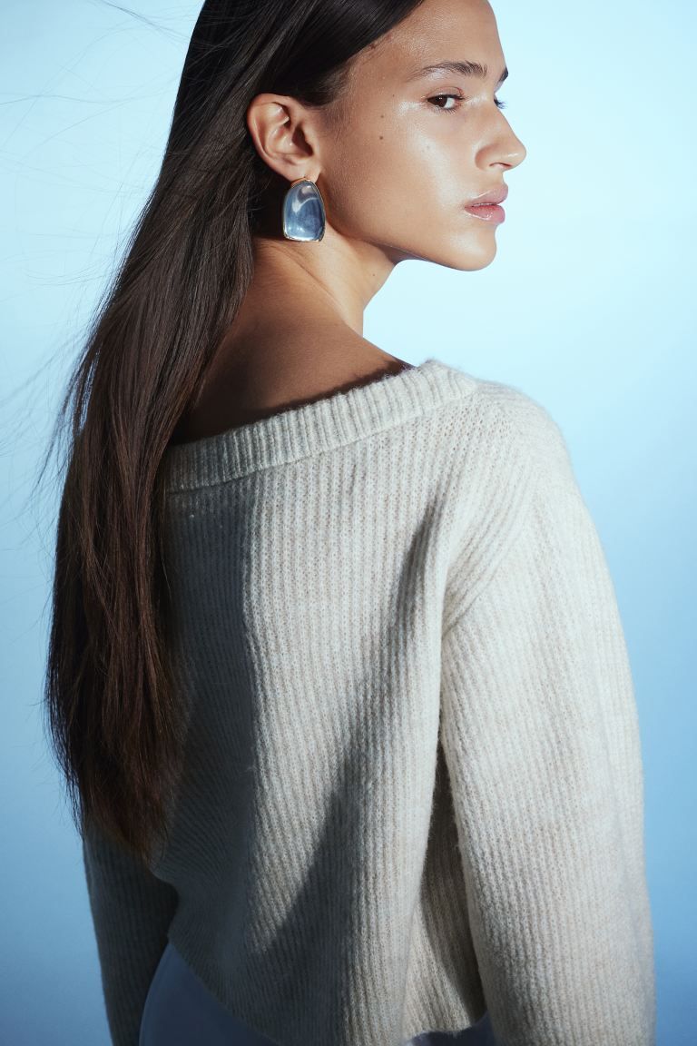 Off-the-shoulder Sweater - Light gray melange - Ladies | H&M US | H&M (US + CA)