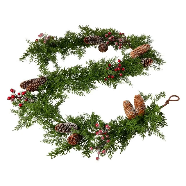 My Texas House Christmas Glitter Red Berry Garland, 6FT | Walmart (US)
