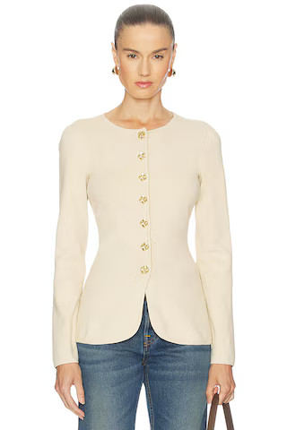 L'Academie by Marianna Bronte Button Cardigan in Beige from Revolve.com | Revolve Clothing (Global)