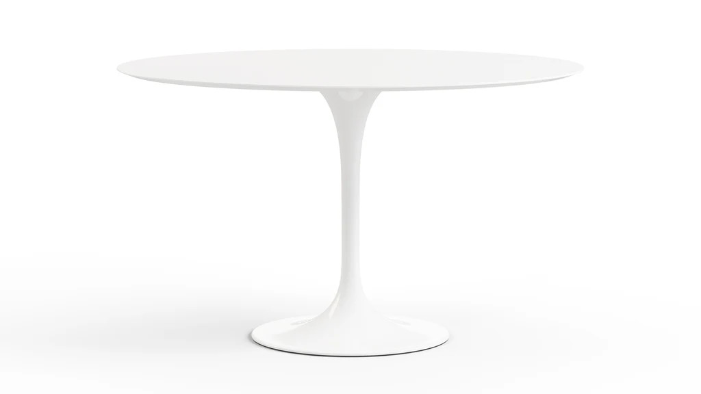 Tulip Style Table - Round Tulip Style Dining Table, White Lacquer, 47in | Interior Icons