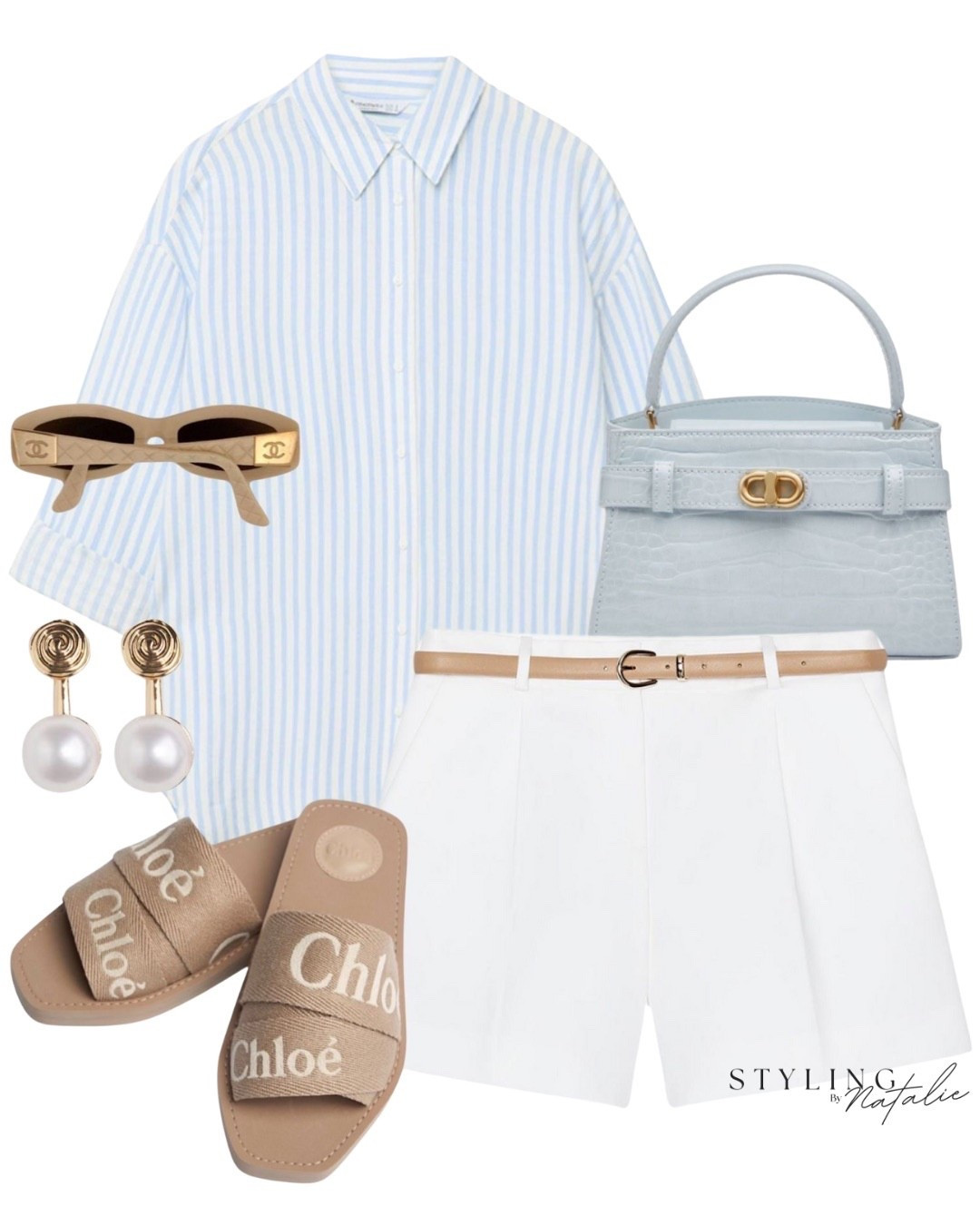 Stripe linen shirt, white tailored shorts with tan belt, Chloe linen sandals, blue top handle bag and pearl earrings.
Casual chic, smart casual, zara, high street, summer outfit 

#LTKsummer #LTKdatenight #LTKstyletip