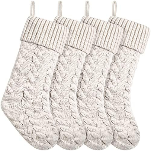 18 Inches Christmas Stockings Knit Xmas Stockings Large Fireplace Hanging Stockings for Family Ch... | Amazon (US)
