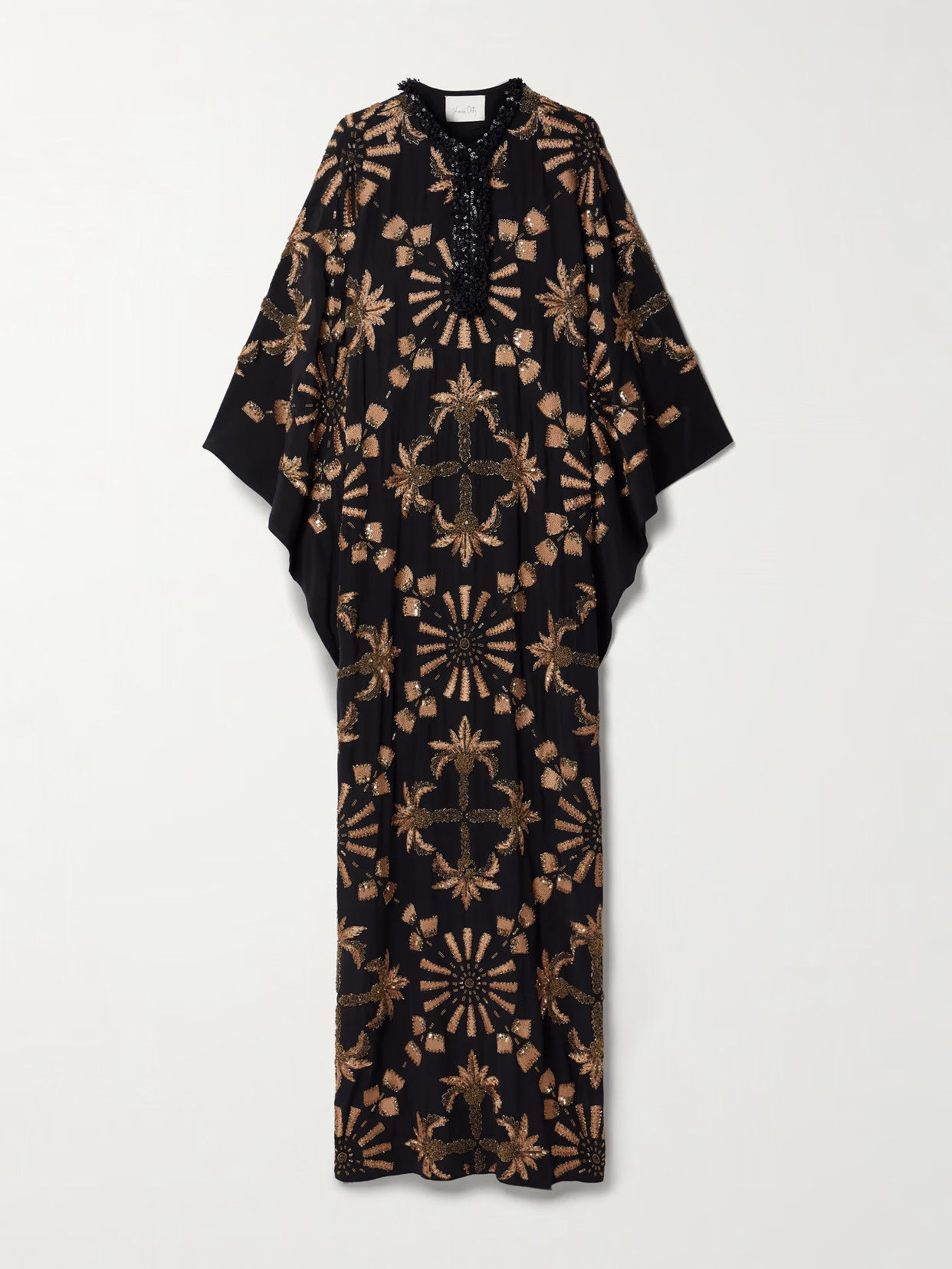 Johanna Ortiz - Golden Hour Embellished Embroidered Silk Crepe De Chine Maxi Dress - Black | NET-A-PORTER (US)