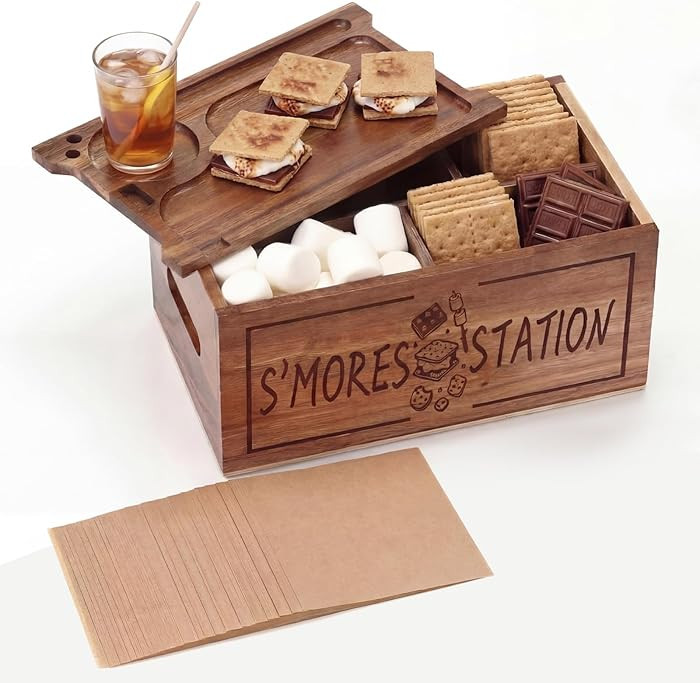 Amazon.com: Sieral S\u2018mores Station with Tray Handle-farmhouse Smores Kit Smores Caddy Access... | Amazon (US)