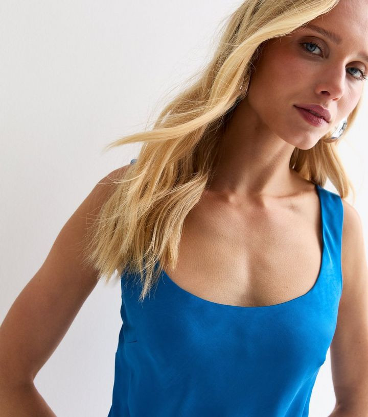 Blue Satin Scoop-Neck Maxi Slip Dress
						
						Add to Saved Items
						Remove from Saved Ite... | New Look (UK)