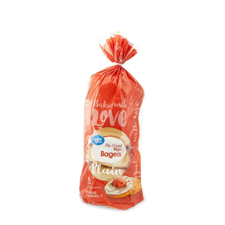 Great Value Pre-Sliced Plain Bagels, Rte, 20 oz, 6 Count | Walmart (US)