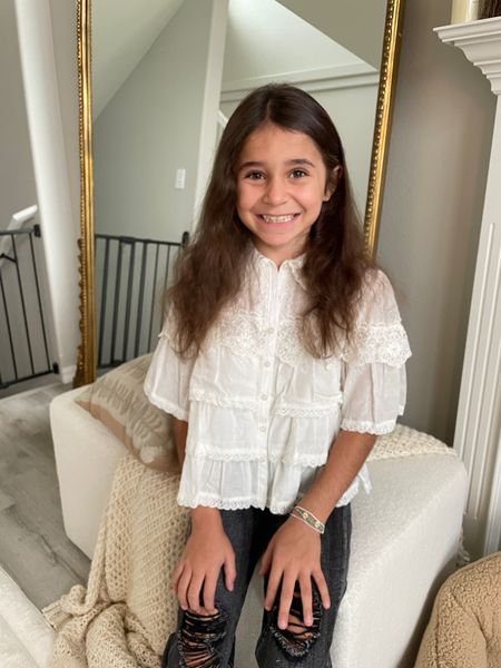 Picture day outfit 
Tiered white lace blouse
Black denim 
Nordstrom finds 


#LTKstyletip #LTKkids