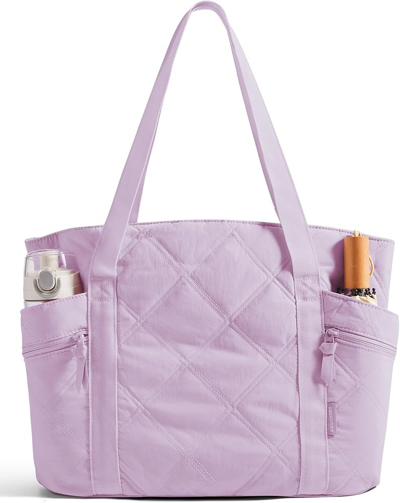BAGSMART Crush Tote Bag for Women, 20L Puffer Work Tote with Zipper, Travel Essentials Quilted Nu... | Amazon (US)