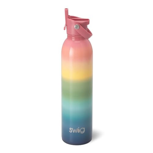 Swig Life 26oz Insulated Water Bottle, Travel Water Bottle with Straw and Lid, Cup Holder Friendly, Stainless Steel with Lid (Sunset) | Amazon (US)