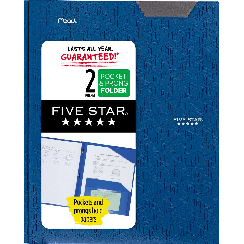 Five Star Stay-Put Plastic and Prong Folder, Pacific Blue (340300B-WMT22) - Walmart.com | Walmart (US)