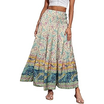 CFLONGE Summer Maxi Skirts for Women 2026 Fashion Boho Long Skirt Trendy Floral High Waist A Line... | Amazon (US)