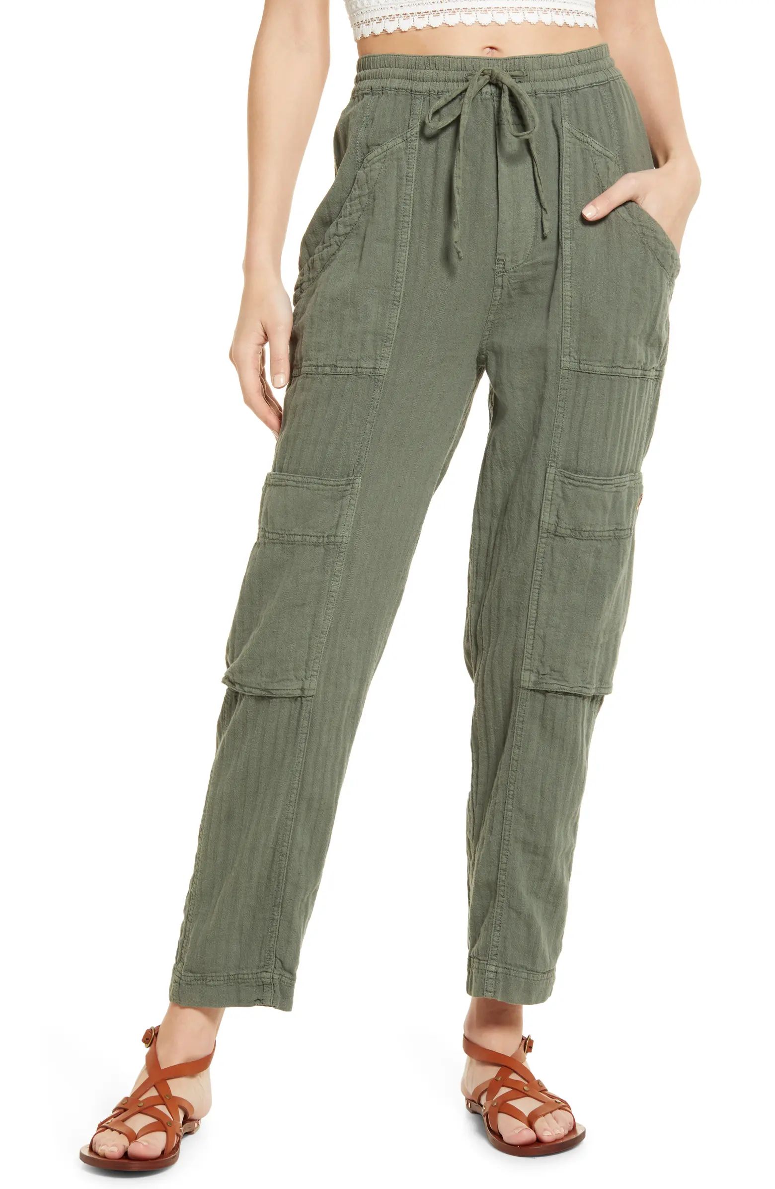 Free People Feelin' Good Linen Blend Utility Pants | Nordstrom | Nordstrom